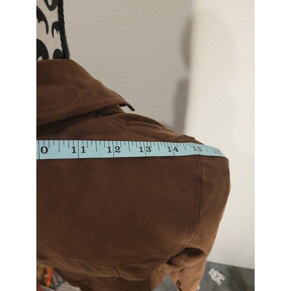 Lauren Ralph Lauren 100% Silk Blazer Career Office Wmn PM Brown Button Pockets - Picture 12 of 16